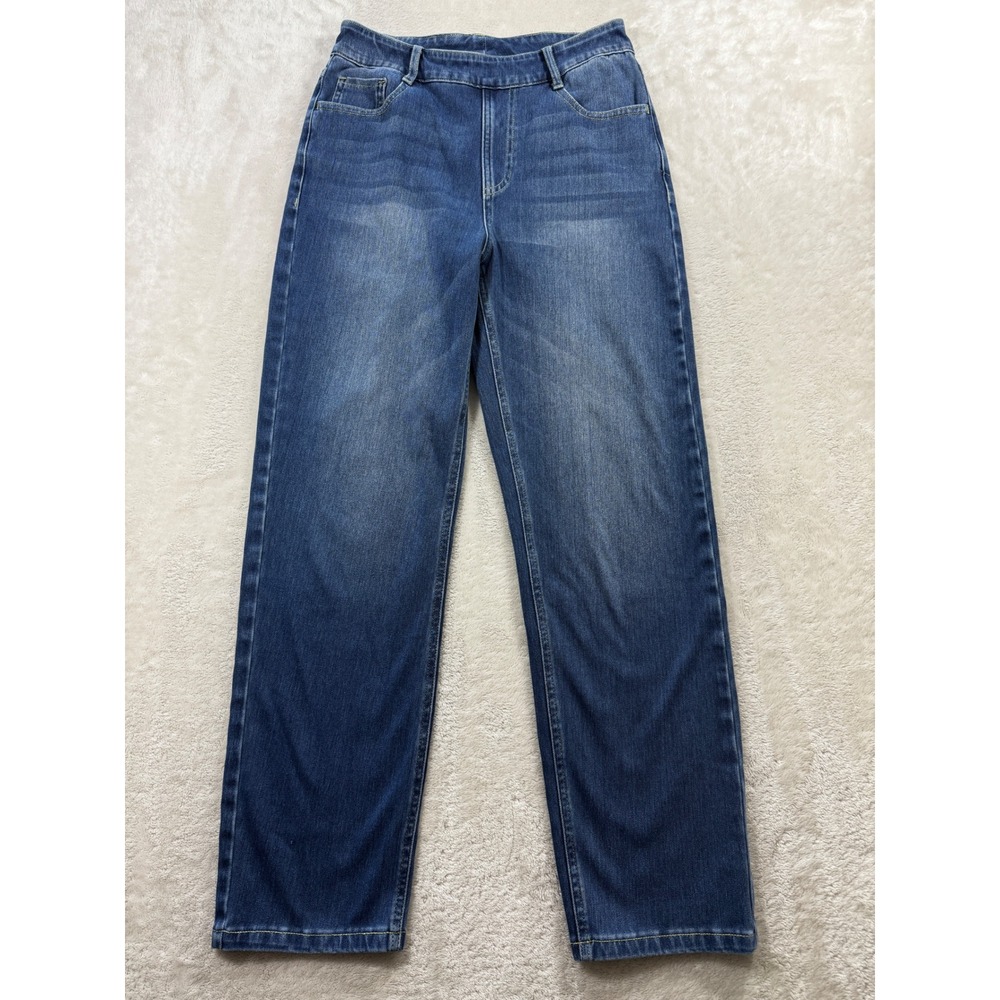 Halara Womens Straight Leg Stretch Blue Denim Jeans S Petite Meas: 25x27